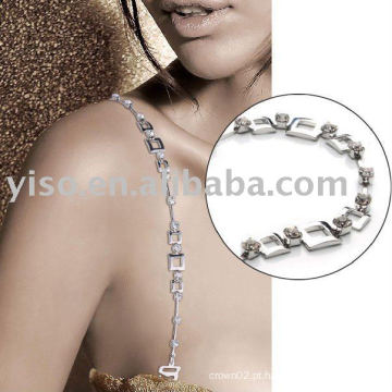 Pulseira de strass de metal quadrado